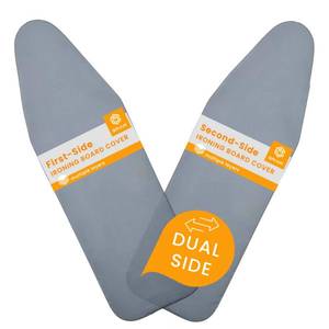 lot 12277 image: SAVUK Ironing Board Cover and Pad Dual Side X2 Lifetime Double Using Heavy Duty Thick Padding Heat Reflective Non Stick Scorch and Stain Resistant Adjustable 15x54 inch (Double Sided Grey)