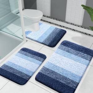 lot 12288 image: OLANLY Bathroom Rugs Sets 3 Piece, Soft Absorbent Microfiber Bath Mats and U-Shaped Contour Toilet Rug, Plush Shaggy Bath Mat Set for Bathroom (30x2024x1624x20, Navy) (Used)