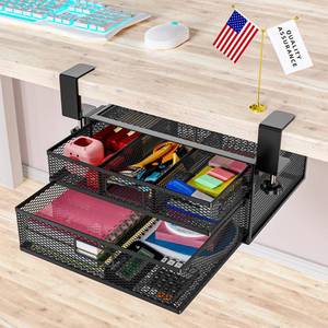 lot 13509 image: Cankm Under Desk Drawer Organizer No Drilling 2 Slide Out Drawer Under Desk Storage Drawer Clamp On Under Desk Management Drawer Organizer Suitable for Home and Office
