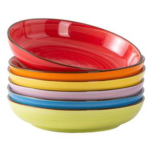 lot 13518 image: Y YHY Pasta Bowls Set of 6, 30 oz Ceramic Shallow Bowls, Serving Bowls Pasta Plates and Salad Bowls, Microwave & Dishwasher Safe Soup Bowls, Assorted Colors Christmas Day Gift