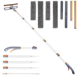 lot 13527 image: Eazer 3-in-1 Window Squeegee Cleaner, 76 Spray Window Squeegee with 5-Section Extension Pole, Microfiber and Chenille Cloth, Window Washing Equipment for IndoorOutdoor Windows, Car Glass