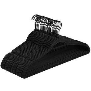 lot 13529 image: Pack of 30 Velvet Hangers, Space-Saving Heavy Duty Clothes Hangers for Suit, Non-Slip, 0.2 Inches Slim, 17.7 Inches Wide, 360° Swivel Black Hook - Black