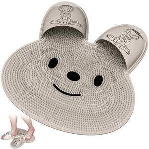 lot 13539 image: Manmihealth Upgrade Shower Foot Scrubber Mat with Non-Slip Suction Cups, Rabbit-Shaped Silicone Foot Scrubber in Shower for Men & Women (Khaki)