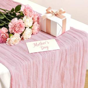 lot 14061 image: Pink Table Runner, 10 Ft Spring Table Runner, Gauze Rustic Cheesecloth Table Runners for Wedding, Party, Baby & Bridal Shower, 120 in Boho Table Runners for Easter, Mothers Day