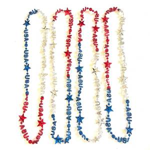 lot 14065 image: Robbstark 4th of July Independence Day Bead Necklaces Red, White and Blue Accessories Patriotic Party Jewelry (12pcs)