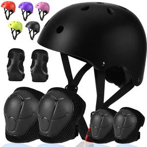 lot 14076 image: Toddler Kids Bike Helmet Set - Adjustable Cycling Helmet with Knee, Elbow Pads & Wrist Guards Sport Protective Gear Little Kid