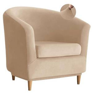 lot 14087 image: Bifaunvogel Velvet Club Chair Slipcover 2 Piece Swivel Barrel Chair Covers Slipcover Tub Chair Slipcovers Round Accent Armchair Covers Bucket Chair Covers Protector for Living Room Beige-Gray