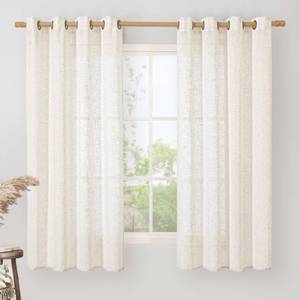 lot 14101 image: LAMIT Sheer Linen Curtains 63 inches Long for Bedroom, Bronze Grommet Linen Drapes Light Filtering Semi Sheer Curtains for Small WindowFarmhouse, 2 Panels (52 x 63 Inch, Cream)