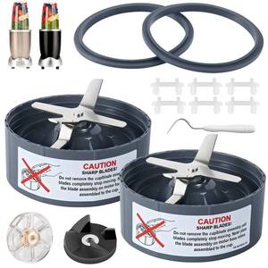 lot 14103 image: 2-Pack Replacement Extractor Blade Set, Fit for NutriBullet 600w 900w Pro Series Blender with Food-grade Silicone Rubber Gaskets Seal Ring for NutriBullet Blender Blade Replacement Parts