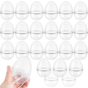 lot 14104 image: Swakuta 24 Pack 3.5 Inch Clear Plastic Easter Eggs Empty Transparent Easter Egg Bulk Small Translucent Fillable Easter Egg for Easter Hunt Toys Party Decoration Craft