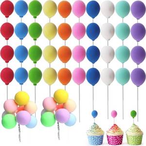 lot 14105 image: GXXMEI 50PCS Balloon Cake Topper Mini Colorful Balloon Cake Picks Round Balloon Cupcake Topper Cake Decoration for Party Decorations Birthday Wedding