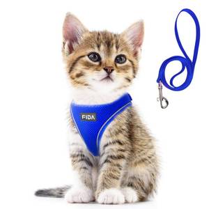 lot 14116 image: Fida Cat Harness and Leash Set for Walking Kitten and Puppy, Escape Proof Kitten Harness with Breathable Lightweight Soft Mesh, Adjustable Reflective Step-in Design for Kitten and Puppy.(XXXS, Blue)