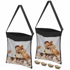 lot 14123 image: VioraWhite Extra Large 14 x 16inch Clam Mesh Chum Beach Bags for Seashells Clams Treasures Sand Away Foldable Shell Collection Bags with Adjustable Straps