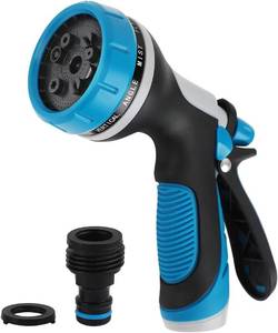lot 14129 image: Garden Hose Nozzle with Adjustable 10 Watering Patterns, Water Hose Nozzle Sprayer with Slip Resistant,High Pressure Garden Hose Spray Nozzle for Plants & Lawns Watering,Car Washing and Pet Showering