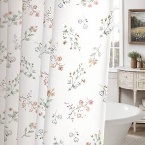 lot 14132 image: XOGUIBO Floral Farmhouse Vintage Cotton Shower Curtain, French Country Shower Curtains for Bathroom, 72Wx72H