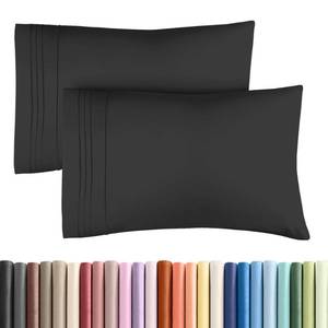 lot 14146 image: King Pillow Cases Set of 2 - Ultra Soft Hotel Quality Pillowcase Covers - Comfy, Cozy & Wrinkle Free - Shrinkage, Stain and Fade Resistant - Machine Washable Pillow Protectors - 2 Piece Set - Black