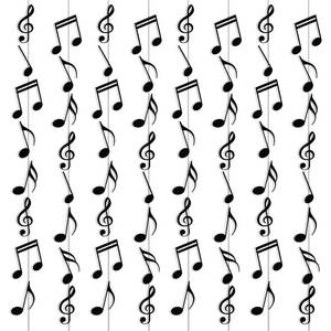 lot 14161 image: 12 PCS Musical Note Banners Music Themed Party Decorations Hanging Swirl Musical Notes Garland Kit Music Note Paper Cutouts for Music Concert Music Themed Birthday Wedding Baby Shower Party Decor