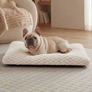 lot 14163 image: Bedsure Washable Dog Bed Medium Size Dog, Soft Fluffy Bubble Fleece Pet Bed Mat, Non-Slip and Machine Washable Kennel Sleeping Pad for Medium DogsPuppy, for CrateFloorCar, 29x21x3, Beige