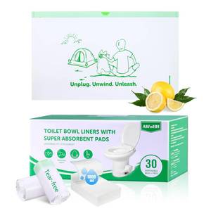 lot 15425 image: Toilet Liners with Lemon-Scented Absorbent Pads, 60-Pack, Universal Fit, Disposable Toilet Bags, Camping-Inspired Design, Ideal for Home, Boat or Camping WC, Dry Flush Ready, Emergency Use, Tear-Free