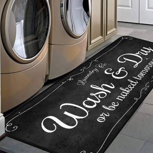 lot 15439 image: Laundry Room Long Rug Area Rug Non-Slip Floor Mat Waterproof Farmhouse Carpet for Kitchen 72 x 24(Black-2)