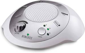 lot 15441 image: Homedics SoundSleep White Noise Sound Machine, Silver, Small Travel Size with 6 Relaxing Nature Sounds, Portable Therapy for Home, Office, Nursery, Auto-Off Timer