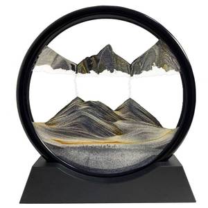 lot 15443 image: SANDCLE Moving Sand Art Picture - Sand Art Liquid Motion 3D Deep Sea Sandscape, Round Glass Frame Display Flowing Sand Relaxing Toy for Desktop Home Office Work Ocean Decor(Black, 7)