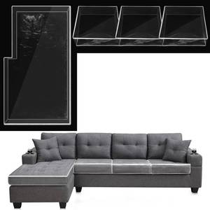 lot 15445 image: Barydat 4 Pcs Plastic Sofa Seat Cushion Covers L Shape Sofa PVC Waterproof Couch Cover Wear Resistant Sectional Couch Furniture Seat Slipcover for Against Cat Dog Clawing Scratching