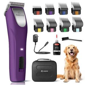 lot 15448 image: FuzzyFix Professional Dog Clippers for Grooming - 2 Speed Pet Grooming Kit for Thick Curly Matted Coats - Low Noise Heavy Duty Cordless Hair Trimmer with Detachable Metal Blade