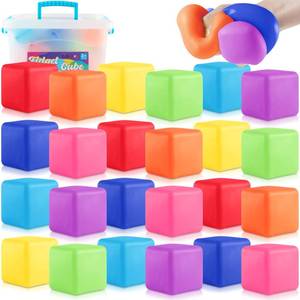 lot 15450 image: Fidget Toys Stress Cube, 24Pcs Stress Balls Bulk for Kids and Adult, Slow Rising Stress Ice Cube Stress Balls, Dough Square Ball Soft Fidget Squishy Toys for Anxiety Relief,