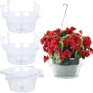 lot 15456 image: Miuwauer 20 Pack of 6-inch Hanging Basket Water Catcher Plastic Hanging Plant Drip Pan Tray Plastic Saucers Liners for Indoor Outdoor Hanging Plants Baskets Flower Pots - Clear, Round