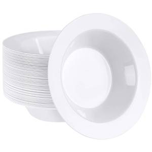 lot 15457 image: SETUP 12 oz. - 50 Piece White Plastic Bowls, Disposable Plastic Soup Bowls - Premium Heavy-Duty Dessert Bowls for Wedding, Party and All Occasions