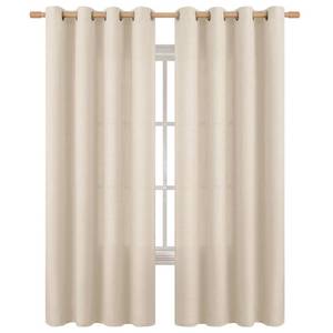 lot 15460 image: BGment Faux Linen Curtains 90 Inches Long Set of 2 Panels, Living Room Long Curtains Burlap Textured Thick Light Filtering Privacy Grommet Window Treatments, 52 x 90 Inch, Light Beige