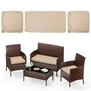 lot 15461 image: Pakunoda 3 Pack of Outdoor Seat Cushion Replacement Set Suitable for 4 Pieces of Wicker Rattan Furniture Terrace Guest Set Sofa Chair (36x18x2, 18x18x2), Only Cover