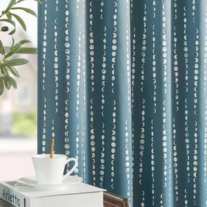 lot 15466 image: jinchan 95% Blackout Boho Curtains, Moon Phases Printed 63 Inches Long Blue Drapes for Bedroom Living Room Nursery Farmhouse, Rod Pocket Back Tab Thermal Insulated Window Treatment Set 2 Panels