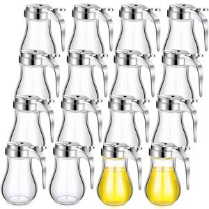 lot 15471 image: Mimorou 16 Pack Syrup Dispensers Glass Bottle Pancake Syrup Container Jar Pot for Maple Chocolate Retracting Spout Sugar, 6 oz