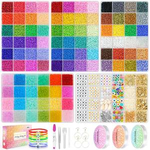 lot 15472 image: Friendship Bracelet Kit 3mm Seed Beads, 30000 Pcs 80 96 Colors Small Glass Beads Embroidery Kit with Letter Bead Charms for Jewelry Making Gifts Necklaces Waist Beads DIY Arts and Crafts for Adults