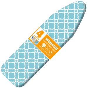 lot 16150 image: Ironing Board Cover and Pad, Standard Size 12 x 42 Iron Board Replacement Cover, 4 Layers Extra Thick Iron Board Cover Resist Scorching and Staining with Elastic Edge and 2 Fastener Straps