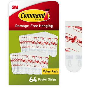 lot 16151 image: Command Poster Strips Value Pack, 57 Strips Damage-Free Poster Hangers, No Tools Requried, Great for Home, Room, Wall, Office, and Dorm Decor, White Adhesive