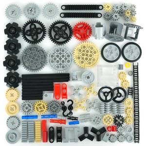 lot 16166 image: MALEKO Technical Gears and Axles Set, Over 120 Pieces MOC Car Building Blocks Accessories-Wheels Pins Differential Gearbox Chain