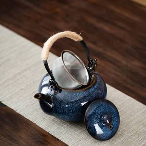 lot 16173 image: Japanese Teapot with Infuser Ceramic Tea Pot with Removable Stainless Steel Filter for Loose Tea 25 OZ750ml for Office Home Men Women as Gift Blue