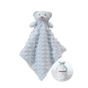 lot 16174 image: CREVENT Cozy Plush Baby Security Blanket Loveys for Baby Boys, Minky Dot Front  Sherpa Backing with Animal Face (Blue Bear)