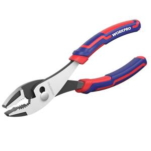 lot 16187 image: WORKPRO 8 Slip Joint Pliers Tool, Large Soft Grip,Rust Prevention Finish, 3-Zone Serrated Jaw Forged from High Carbon Steel for Maximum Grip
