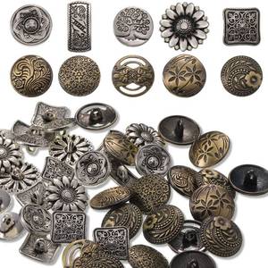 lot 16215 image: Syhood 80 Pcs Metal Buttons Mixed Vintage Style Buttons Antique Silver and Bronze Color Flower Round Button for Crafts Sewing DIY Decorations