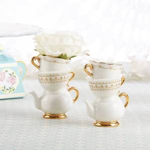 lot 16219 image: Kate Aspen Vintage Tea Party Antique Look Mini Ceramic Bud Vases (3.7 Inch Tall - Set of 2), Party Favor, Take Home Gift, Wedding Decoration, Table Decor, Bridal Shower Decorations (23263NA)