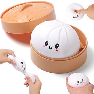 lot 16233 image: Dumpling Stress Balls for Adults, Dumpling Squishies Toys for Kids, Dumpling Fidget Sensory Toy, Squeeze Dough Ball Stress Relief Toy, Stretchy Stress Ball Squish Toys for ADHD