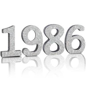 lot 16243 image: TONIFUL 4 Inch 1986 Silver Glitter Table Centerpiece Sign 1986 Number Block for 40th Birthday Decoration,Fourty Years Old Birthday Table Decoration,Class of 1986 Reunion Decorations or Anniversary