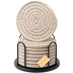 lot 16255 image: Lazebox Coasters Set of 8 for Drinks, 4 Inch Large Coasters for Coffee Table, Tabletop Protection for Hot & Cold Drinks, Versatile Coasters for Home Decor, Non-Slip & Easy to Clean, Mixed Brown missing side rails