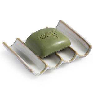 lot 16256 image: Cormomu Soap Dish with Self Drain Fluted Design, Bar Soap Holder for Bathroom, Japanese Soap Tray for Shower, Bathroom and Kitchen Sink Organizer, Ceramic Soap Saver, White