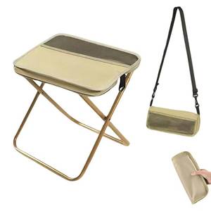 lot 16263 image: Collapsible Stool Folding Stool for Adults, Foldable Backpack Stool Portable Chair Heavy Duty Compact Travel Camping Stool with Storage Pocket, Portable Folding Seat for Fishing Hiking (Khaki, S)
