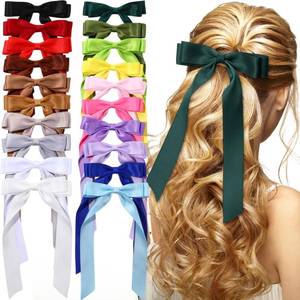 lot 16269 image: Mimorou 20 Pcs Silky Satin Hair Bows Bulk Hair Clip Hair Ribbon Ponytail Holder Accessories Slides Metal Clips French Hair Barrettes Bow Knot Hair Bow with Long Tails Hair Pins for Women